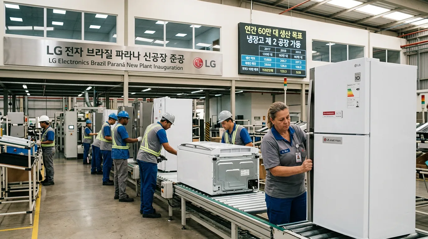 브라질 심장부에 깃발 꽂은 LG전자, ‘연 60만 대’ 냉장고 생산 기지 가동 브라질 심장부에 깃발 꽂은 LG전자, ‘연 60만 대’ 냉장고 생산 기지 가동